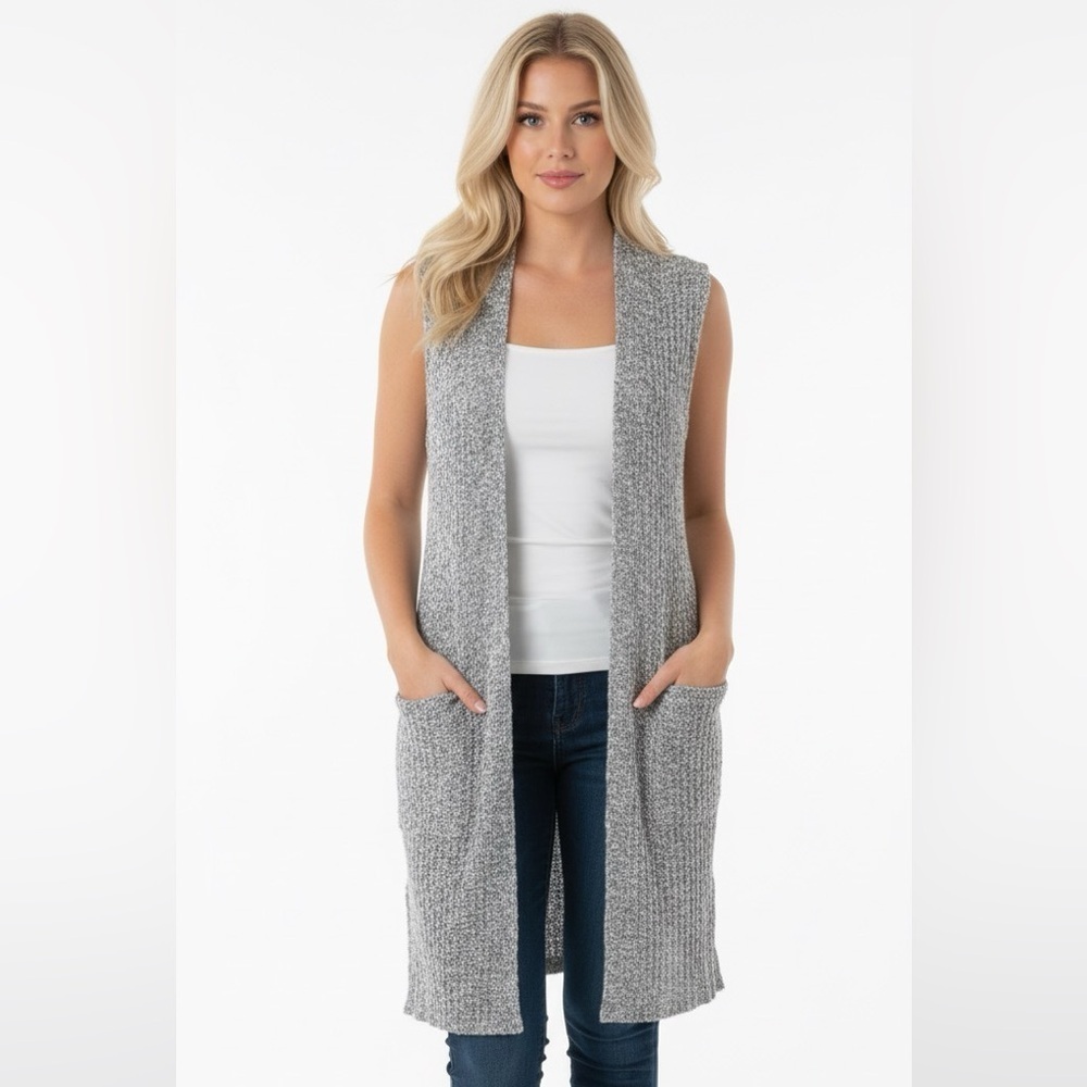 Medium marled knit cozy duster cardigan